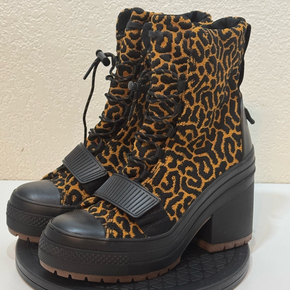 Women's CONVERSE GR 82 Boots Heel Shoes Chuck 70 De Luxe Leopard Sz.7